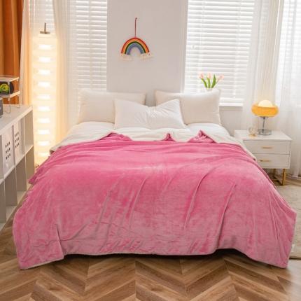 91家纺网 家纺一手货源 找家纺 卡琪曼 2022新双面法兰绒羊羔绒毛毯办公室午睡盖毯子粉色（白羊羔绒）