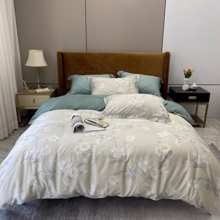 91家纺网 家纺一手货源 找家纺 顾家家居 2023新款80兰精天丝四件套 花语