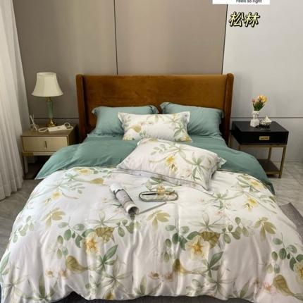 91家纺网 家纺一手货源 找家纺 顾家家居 2023新款80兰精天丝四件套 松林