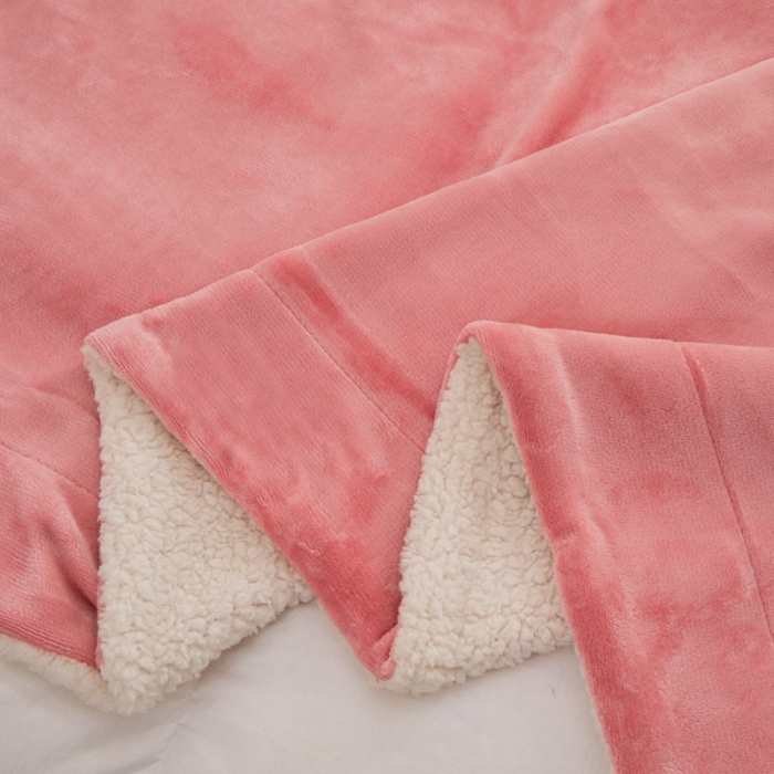 91家纺网 家纺一手货源 找家纺 卡琪曼 2022双面法兰绒羊羔绒毛毯办公室午睡盖毯子西瓜红（白羊羔绒）