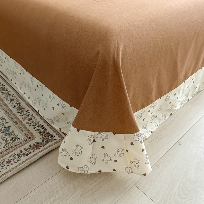 91家纺网 家纺一手货源 找家纺 棉生活 2025新款洛丽塔花边款全棉四件套 贝贝熊