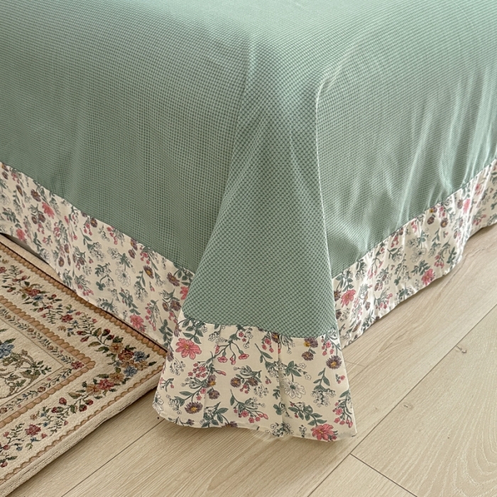 91家纺网 家纺一手货源 找家纺 棉生活 2025新款洛丽塔花边款全棉四件套 花田妙语