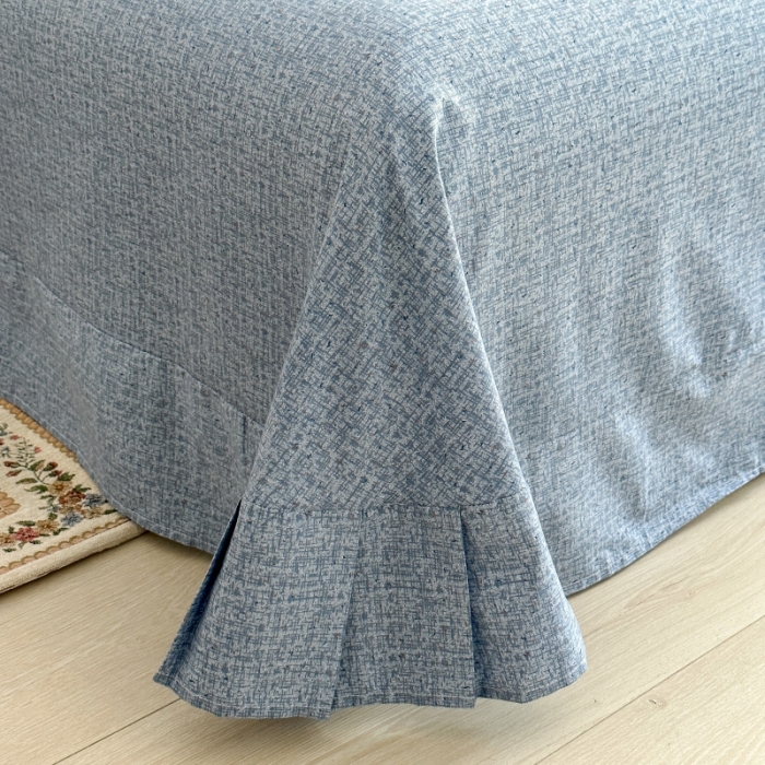 91家纺网 家纺一手货源 找家纺 棉生活 2025新款洛丽塔花边款全棉四件套 挪威风情蓝