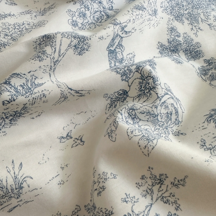 91家纺网 家纺一手货源 找家纺 棉生活 2025新款洛丽塔花边款全棉四件套 挪威风情蓝