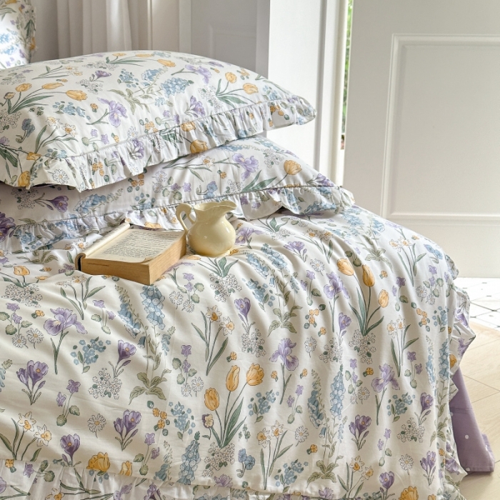 91家纺网 家纺一手货源 找家纺 棉生活 2025新款洛丽塔花边款全棉四件套 蕊珠