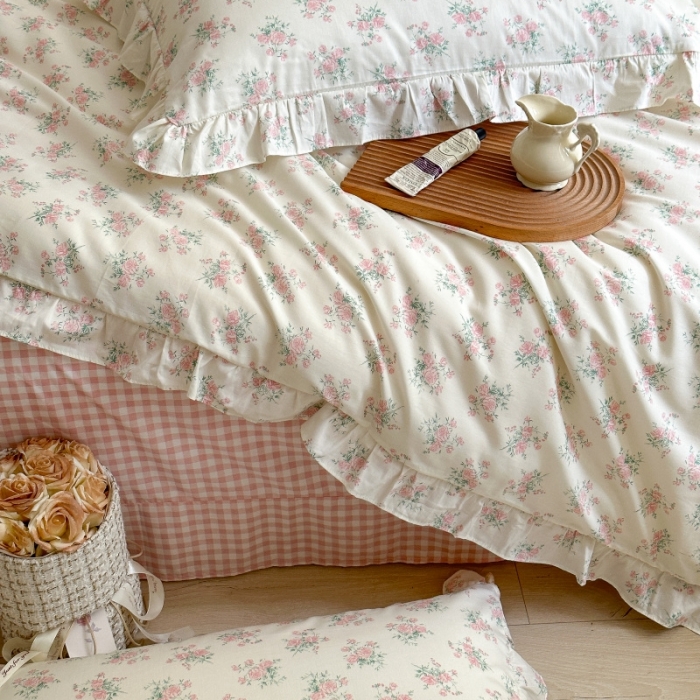 91家纺网 家纺一手货源 找家纺 棉生活 2025新款洛丽塔花边款全棉四件套 少女心