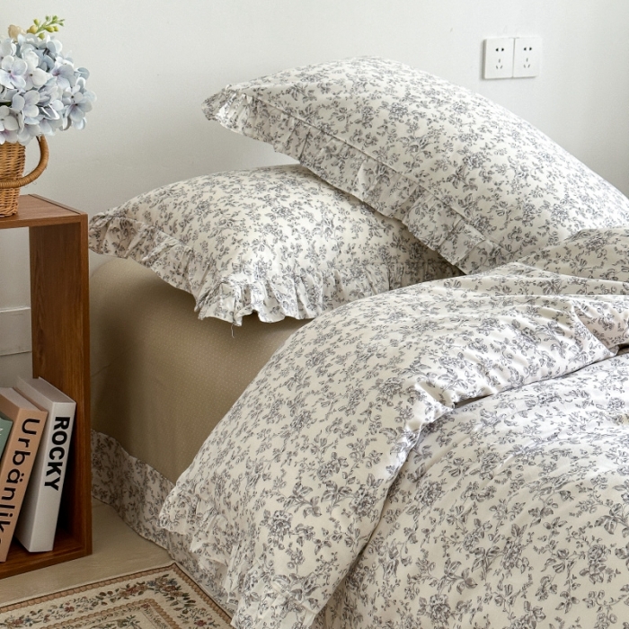 91家纺网 家纺一手货源 找家纺 棉生活 2025新款洛丽塔花边款全棉四件套 天意美