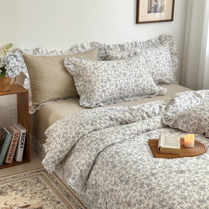 91家纺网 家纺一手货源 找家纺 棉生活 2025新款洛丽塔花边款全棉四件套 天意美