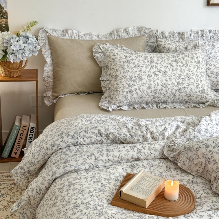 91家纺网 家纺一手货源 找家纺 棉生活 2025新款洛丽塔花边款全棉四件套 天意美