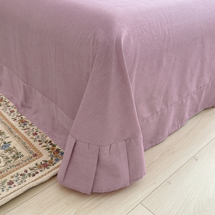 91家纺网 家纺一手货源 找家纺 棉生活 2025新款洛丽塔花边款全棉四件套 樱桃季-紫