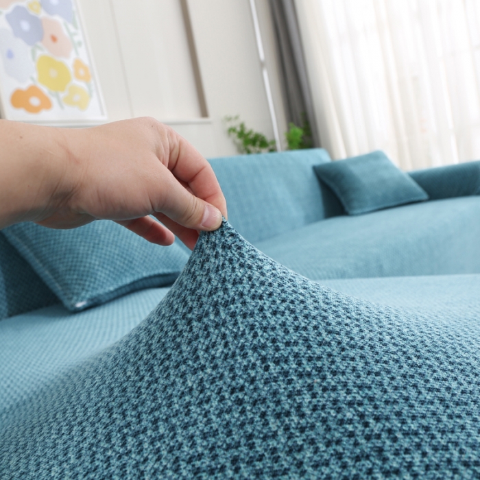 91家纺网 家纺一手货源 找家纺 兴妮雅家纺 2023新款雪尼尔贵妃全包沙发笠弹力全包冬季加厚沙发坐垫套 湖蓝