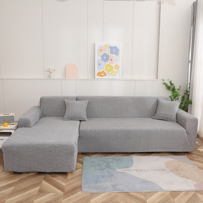 91家纺网 家纺一手货源 找家纺 兴妮雅家纺 2023新款雪尼尔贵妃全包沙发笠弹力全包冬季加厚沙发坐垫套 浅灰