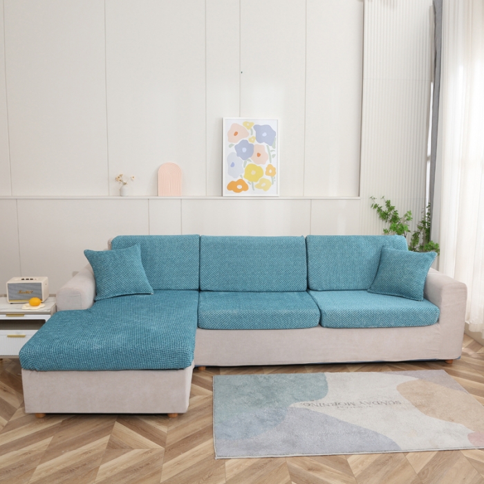 91家纺网 家纺一手货源 找家纺 兴妮雅家纺 2023新款雪尼尔贵妃坐垫沙发笠弹力全包冬季加厚沙发坐垫套 湖蓝