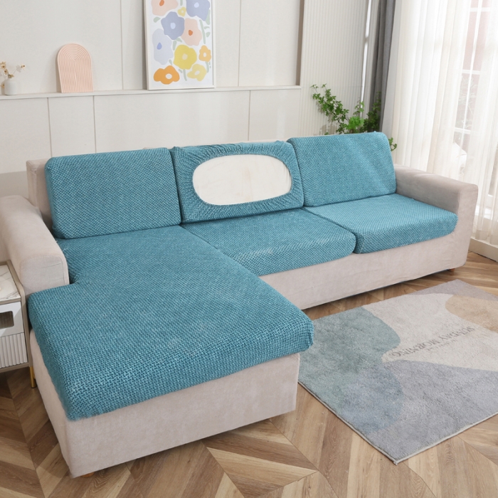 91家纺网 家纺一手货源 找家纺 兴妮雅家纺 2023新款雪尼尔贵妃坐垫沙发笠弹力全包冬季加厚沙发坐垫套 湖蓝