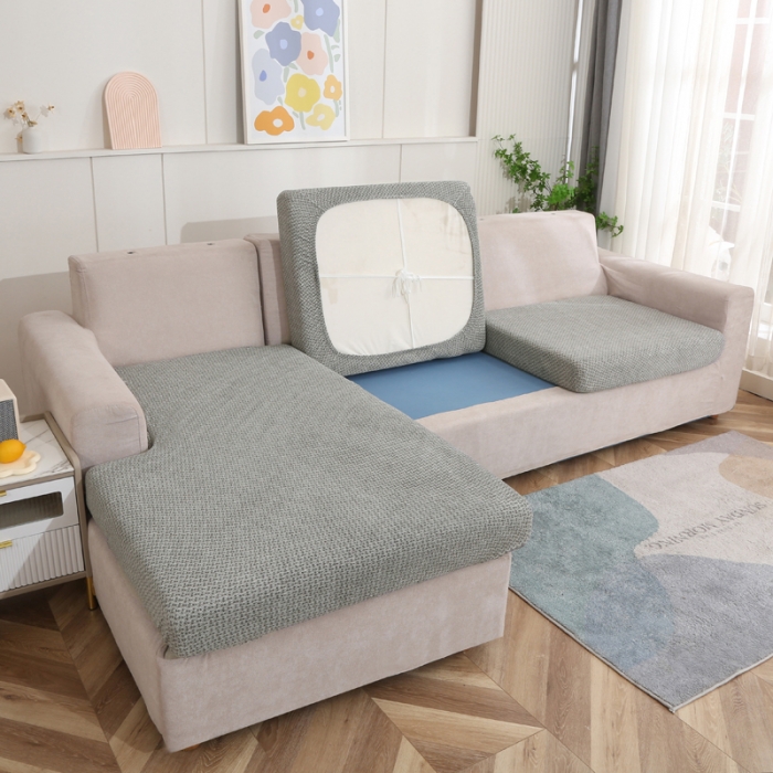 91家纺网 家纺一手货源 找家纺 兴妮雅家纺 2023新款雪尼尔贵妃坐垫沙发笠弹力全包冬季加厚沙发坐垫套 浅豆绿