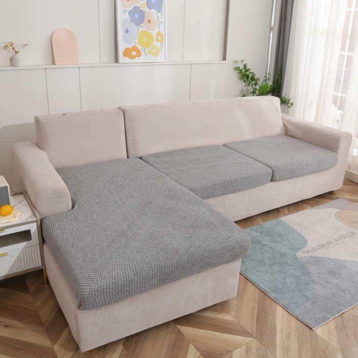 91家纺网 家纺一手货源 找家纺 兴妮雅家纺 2023新款雪尼尔贵妃坐垫沙发笠弹力全包冬季加厚沙发坐垫套 浅灰