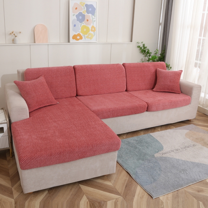 91家纺网 家纺一手货源 找家纺 兴妮雅家纺 2023新款雪尼尔贵妃坐垫沙发笠弹力全包冬季加厚沙发坐垫套 砖红