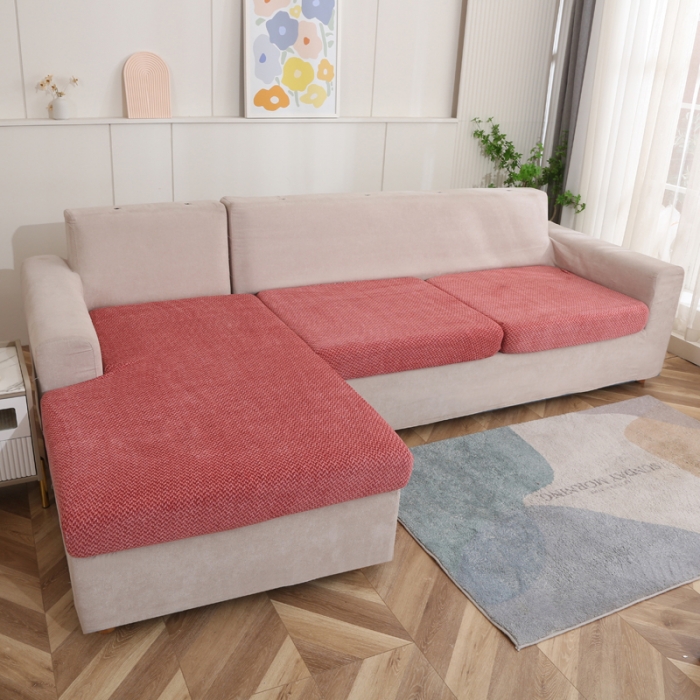 91家纺网 家纺一手货源 找家纺 兴妮雅家纺 2023新款雪尼尔贵妃坐垫沙发笠弹力全包冬季加厚沙发坐垫套 砖红