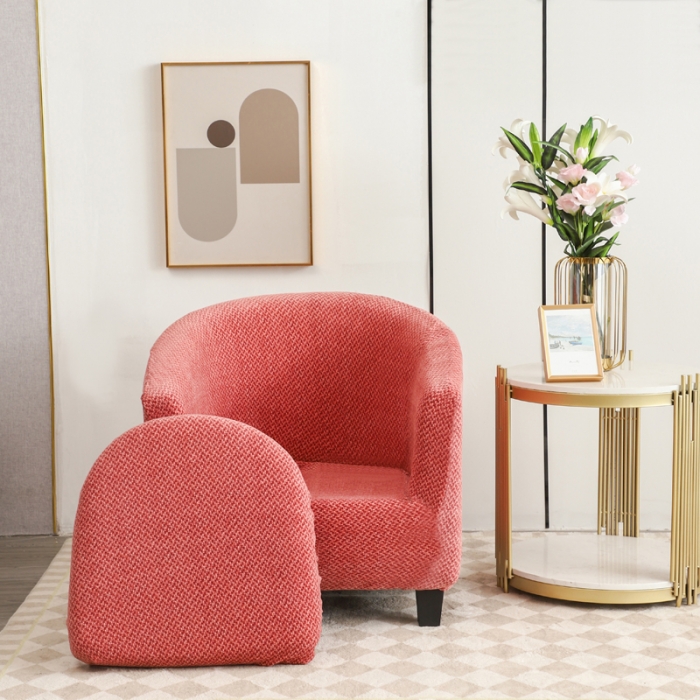 91家纺网 家纺一手货源 找家纺 兴妮雅家纺 2023新款雪尼尔环形沙发沙发笠弹力全包冬季加厚沙发坐垫套 砖红