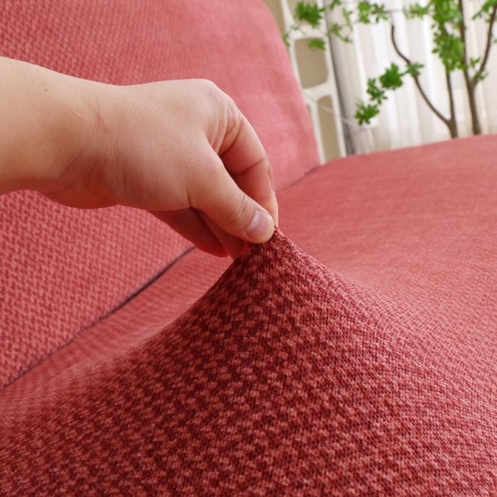 91家纺网 家纺一手货源 找家纺 兴妮雅家纺 2023新款雪尼尔沙发床沙发笠弹力全包冬季加厚沙发坐垫套 砖红