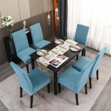 91家纺网 家纺一手货源 找家纺 兴妮雅家纺 2023新款雪尼尔椅子套沙发笠弹力全包冬季加厚沙发坐垫套 湖蓝