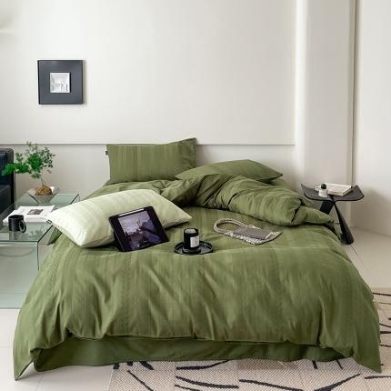 91家纺网 家纺一手货源 找家纺 静家居 2024A类60s水洗贡缎提花四件套 大麦-浅绿