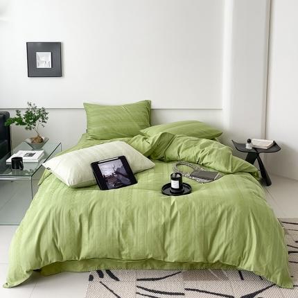 91家纺网 家纺一手货源 找家纺 静家居 2024A类60s水洗贡缎提花四件套 大麦-浅绿