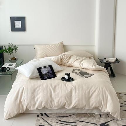 91家纺网 家纺一手货源 找家纺 静家居 2024A类60s水洗贡缎提花四件套 大麦-浅绿