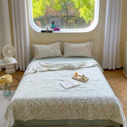 91家纺网 家纺一手货源 找家纺 （总）柚子 2023新款全棉有氧双层纱夏被四件套