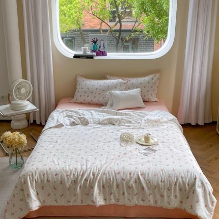 91家纺网 家纺一手货源 找家纺 （总）柚子 2023新款全棉有氧双层纱夏被四件套