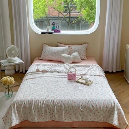 91家纺网 家纺一手货源 找家纺 （总）柚子 2023新款全棉有氧双层纱夏被四件套