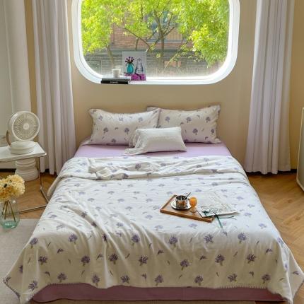 91家纺网 家纺一手货源 找家纺 （总）柚子 2023新款全棉有氧双层纱夏被四件套