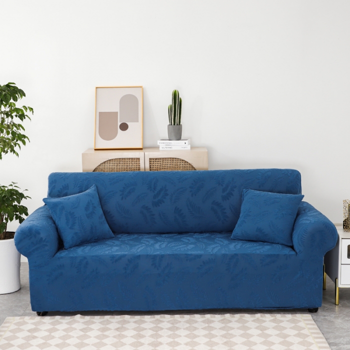 91家纺网 家纺一手货源 找家纺 兴妮雅2023新款大树叶防水弹力沙发笠立体浮雕提花组合沙发套 宝蓝