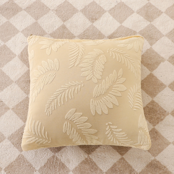 91家纺网 家纺一手货源 找家纺 兴妮雅2023新款大树叶防水弹力沙发笠立体浮雕提花组合沙发套 米黄