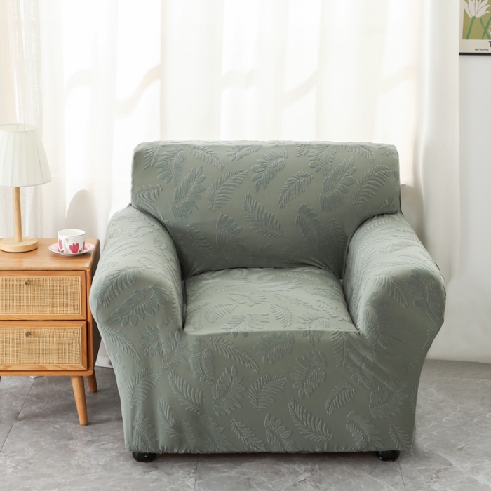 91家纺网 家纺一手货源 找家纺 兴妮雅2023新款大树叶防水弹力沙发笠立体浮雕提花组合沙发套 抹茶绿