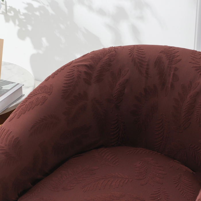 91家纺网 家纺一手货源 找家纺 兴妮雅2023新款大树叶防水弹力立体浮雕提花圆沙发套 咖啡