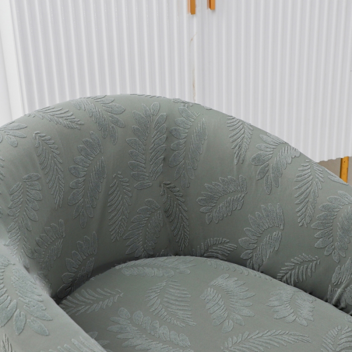 91家纺网 家纺一手货源 找家纺 兴妮雅2023新款大树叶防水弹力立体浮雕提花圆沙发套 抹茶绿