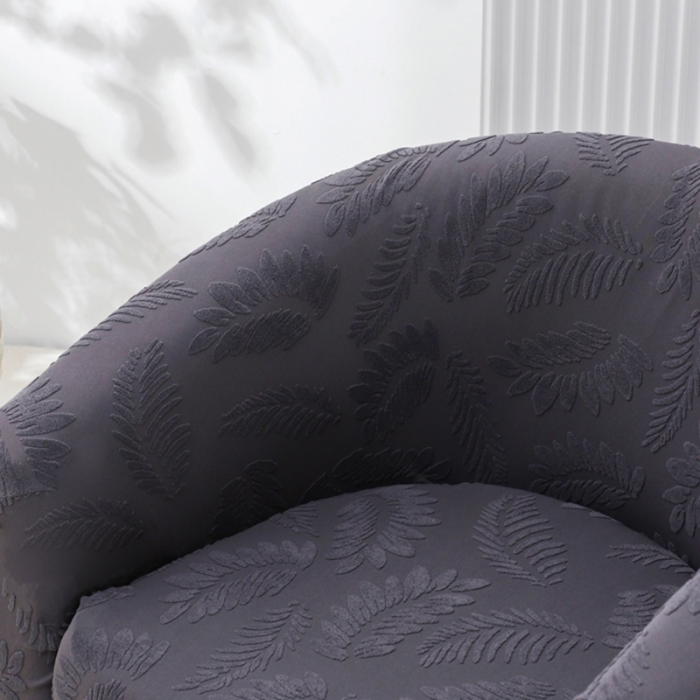 91家纺网 家纺一手货源 找家纺 兴妮雅2023新款大树叶防水弹力立体浮雕提花圆沙发套 深灰