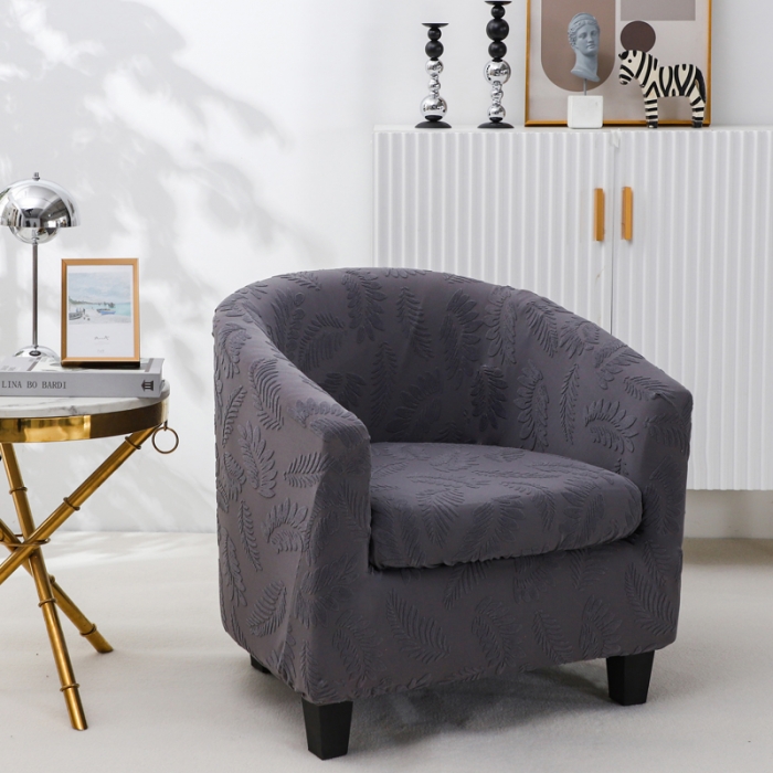 91家纺网 家纺一手货源 找家纺 兴妮雅2023新款大树叶防水弹力立体浮雕提花圆沙发套 深灰