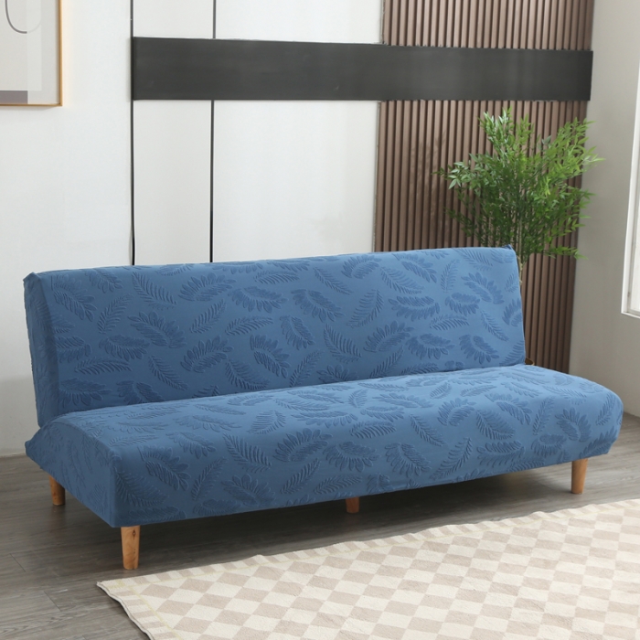 91家纺网 家纺一手货源 找家纺 兴妮雅2023新款大树叶方式弹力立体浮雕提花沙发床套 宝蓝