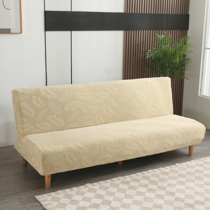 91家纺网 家纺一手货源 找家纺 兴妮雅2023新款大树叶方式弹力立体浮雕提花沙发床套 米黄