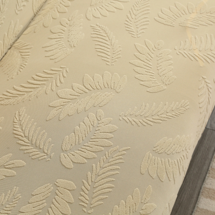 91家纺网 家纺一手货源 找家纺 兴妮雅2023新款大树叶方式弹力立体浮雕提花沙发床套 米黄