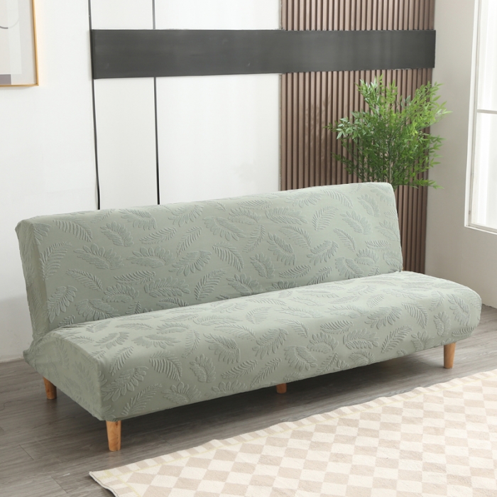 91家纺网 家纺一手货源 找家纺 兴妮雅2023新款大树叶方式弹力立体浮雕提花沙发床套 抹茶绿