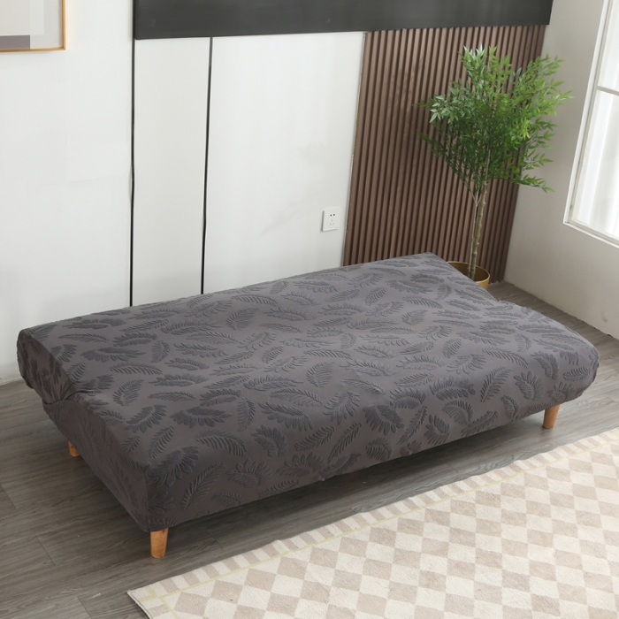 91家纺网 家纺一手货源 找家纺 兴妮雅2023新款大树叶方式弹力立体浮雕提花沙发床套 深灰