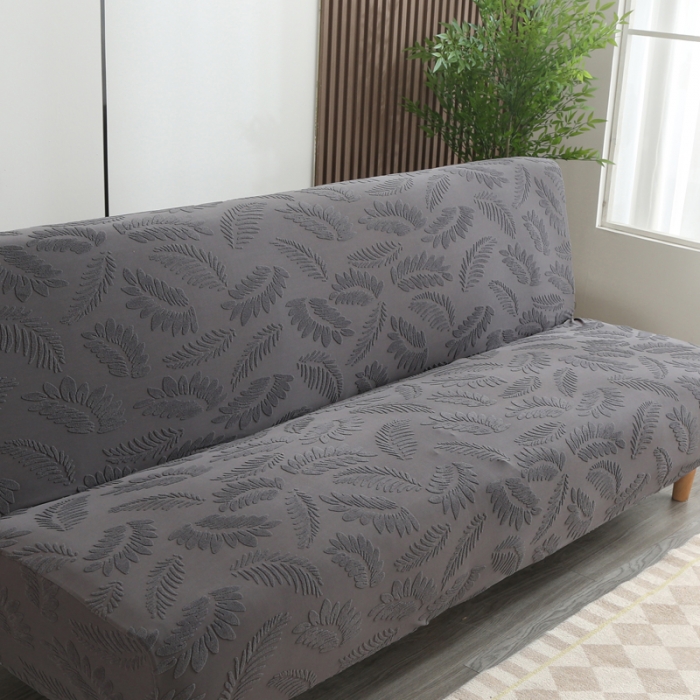 91家纺网 家纺一手货源 找家纺 兴妮雅2023新款大树叶方式弹力立体浮雕提花沙发床套 深灰