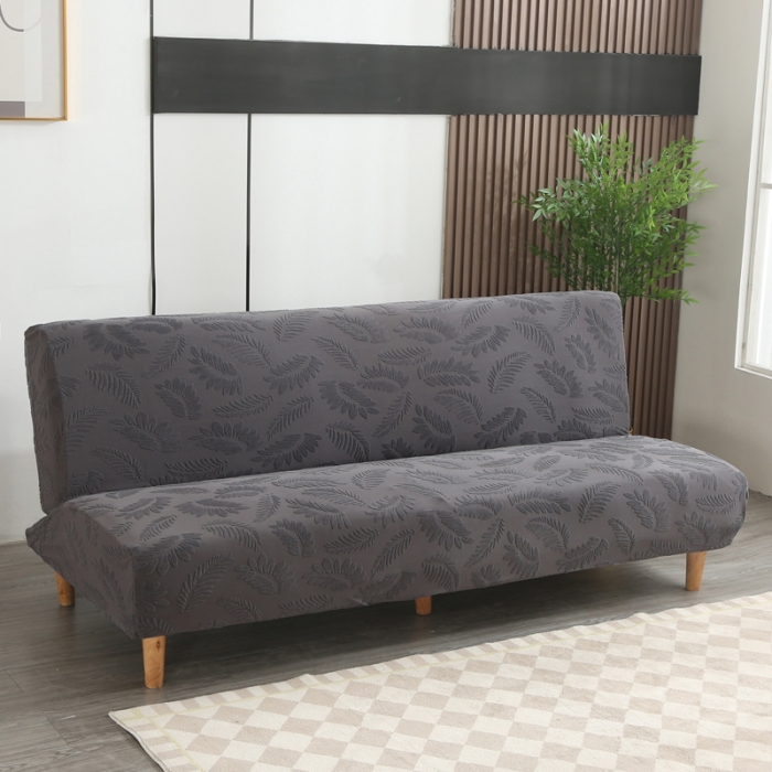 91家纺网 家纺一手货源 找家纺 兴妮雅2023新款大树叶方式弹力立体浮雕提花沙发床套 深灰