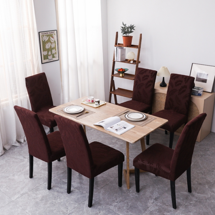 91家纺网 家纺一手货源 找家纺 兴妮雅2023新款大树叶防水弹力立体浮雕提花椅子套 咖啡