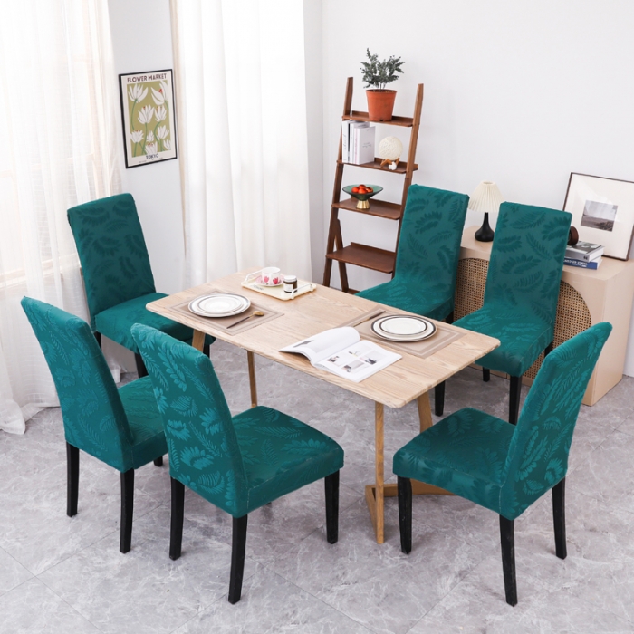 91家纺网 家纺一手货源 找家纺 兴妮雅2023新款大树叶防水弹力立体浮雕提花椅子套 孔雀蓝