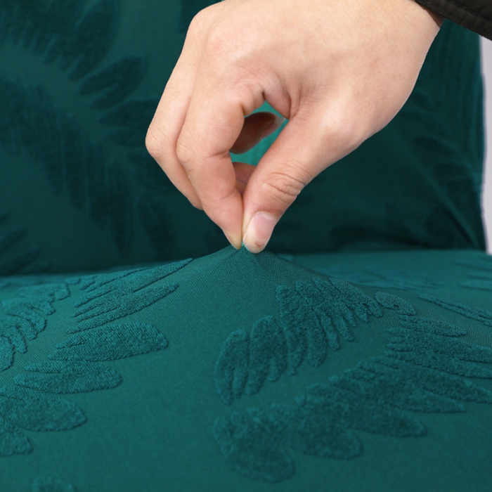 91家纺网 家纺一手货源 找家纺 兴妮雅2023新款大树叶防水弹力立体浮雕提花椅子套 孔雀蓝