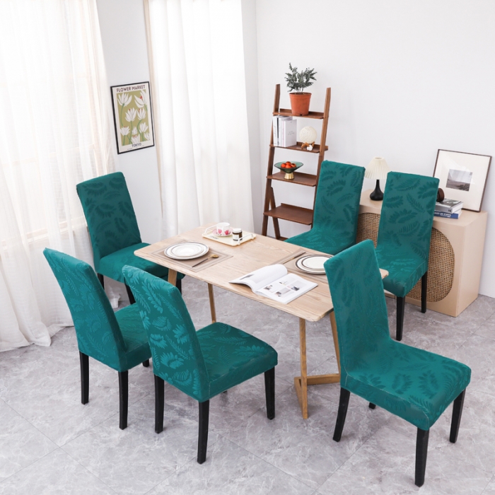 91家纺网 家纺一手货源 找家纺 兴妮雅2023新款大树叶防水弹力立体浮雕提花椅子套 孔雀蓝